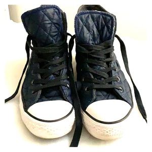 Converse quilted navy high tops fall winter puffer lace up casual street wear